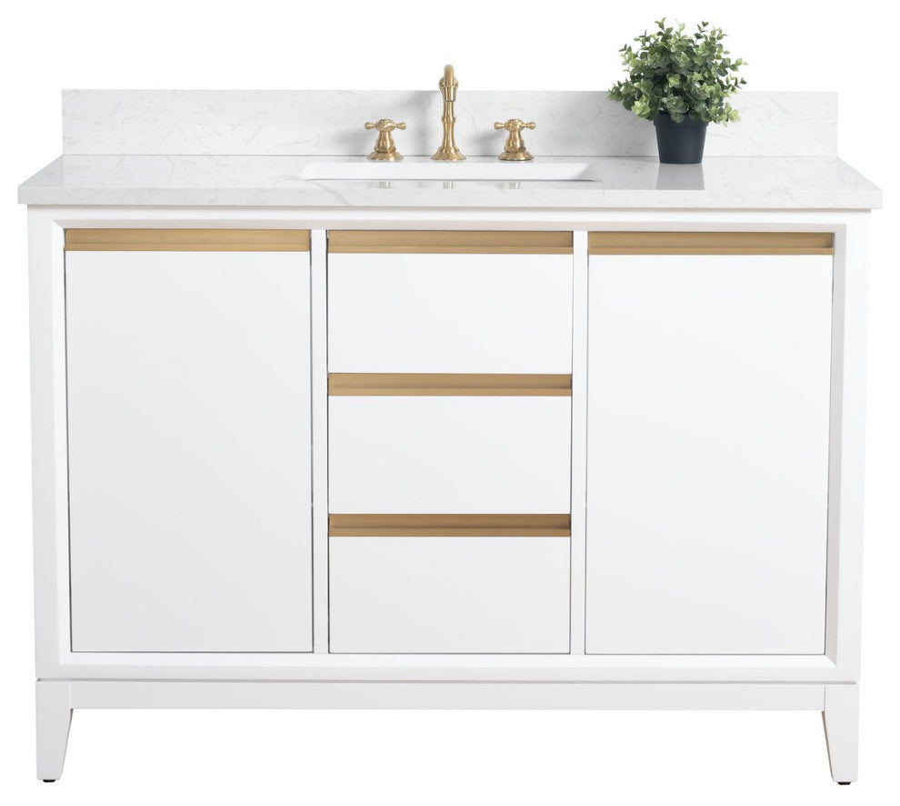 Vanity Art Bathroom Vanity With Sink, White, 48" Single