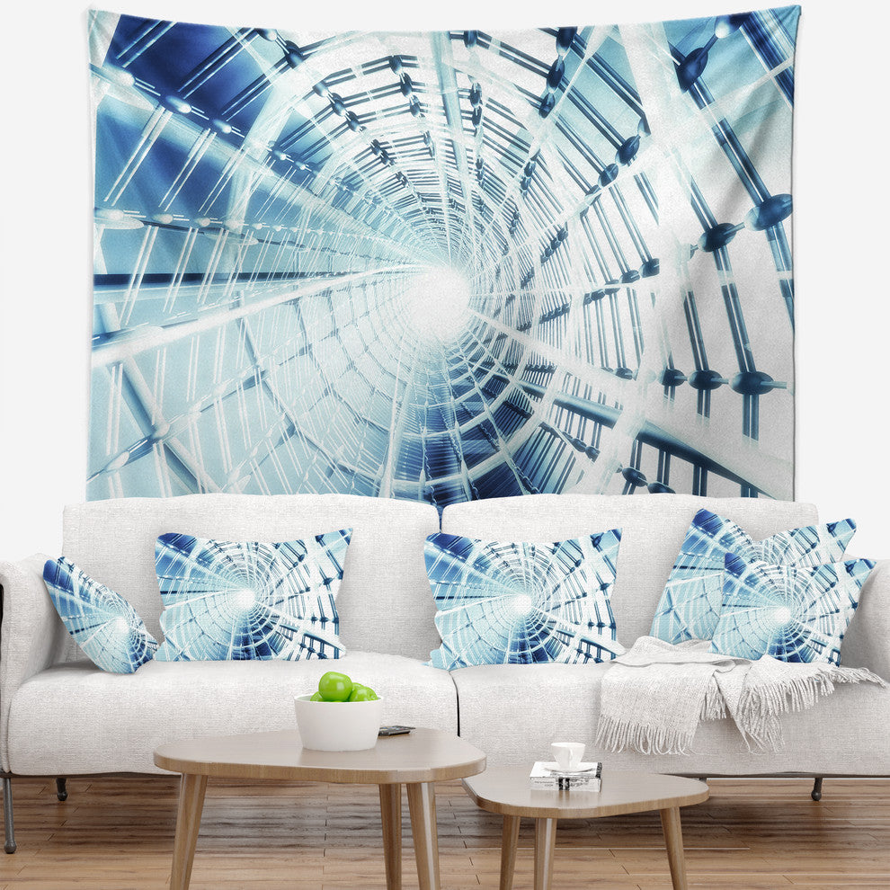 Fractal 3D Network Spiral Contemporary Wall Tapestry, 92"x78"