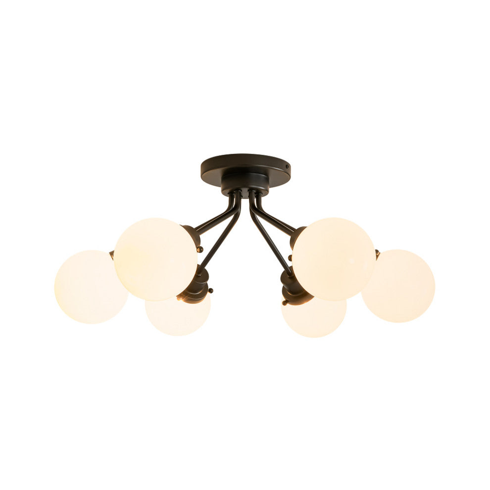 Mid-Century Modern 6-Light Sputnik Glass Globe Semi Flush Mount