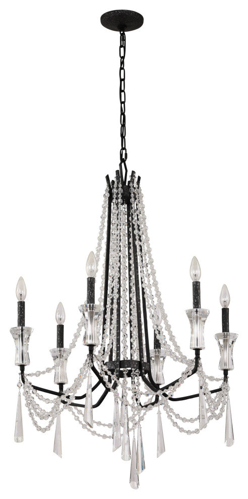 Barcelona 6-Lt Crystal Chandelier - Onyx