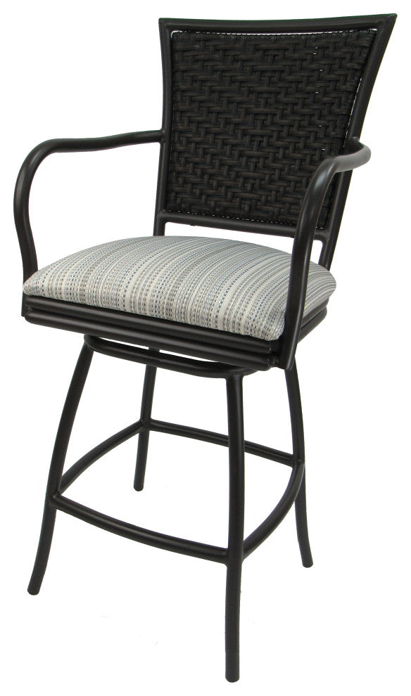 Set of 3, Outdoor/Indoor Swivel Bar Stools Erin, Natural Fun on Brown, 26"