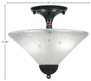Semi-Flush 2-Light Semi-Flush Mount, Black Copper/Frosted Crystal
