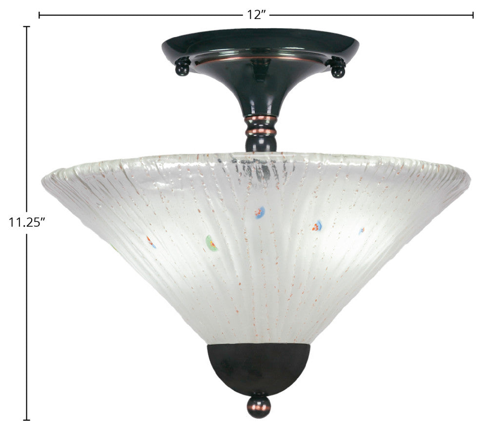 Semi-Flush 2-Light Semi-Flush Mount, Black Copper/Frosted Crystal