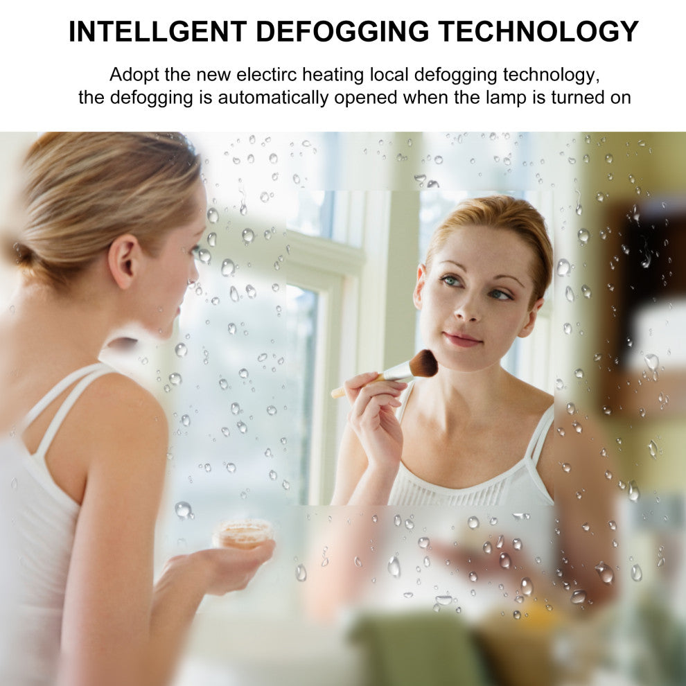 36" x 24" Large Oval Frameless Wall-Mount Anti-Fog LED Bathroom Vanity Mirror