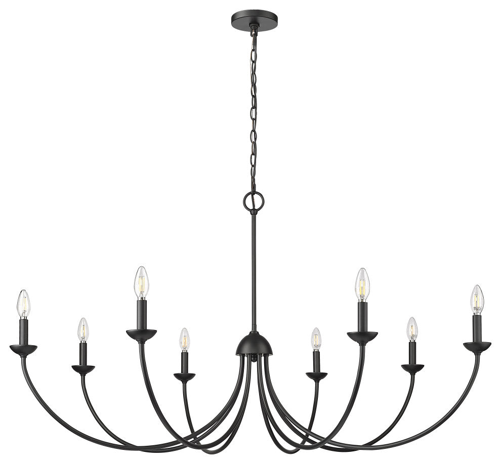 8 Light 52 in. Matte Black Chandelier