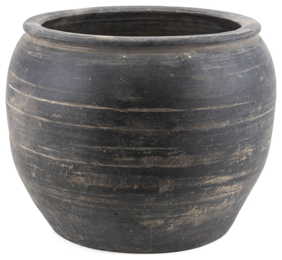 Vintage Pottery Rice Jar, M