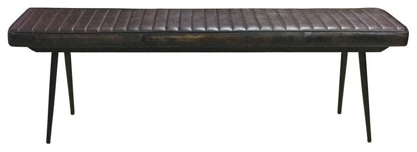Coaster Partridge Leather Upholstered Cushion Bench Espresso and Black