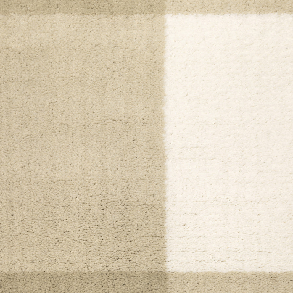 Garson Geometric Squares Area Rug, Beige, 3'10"x5'5"