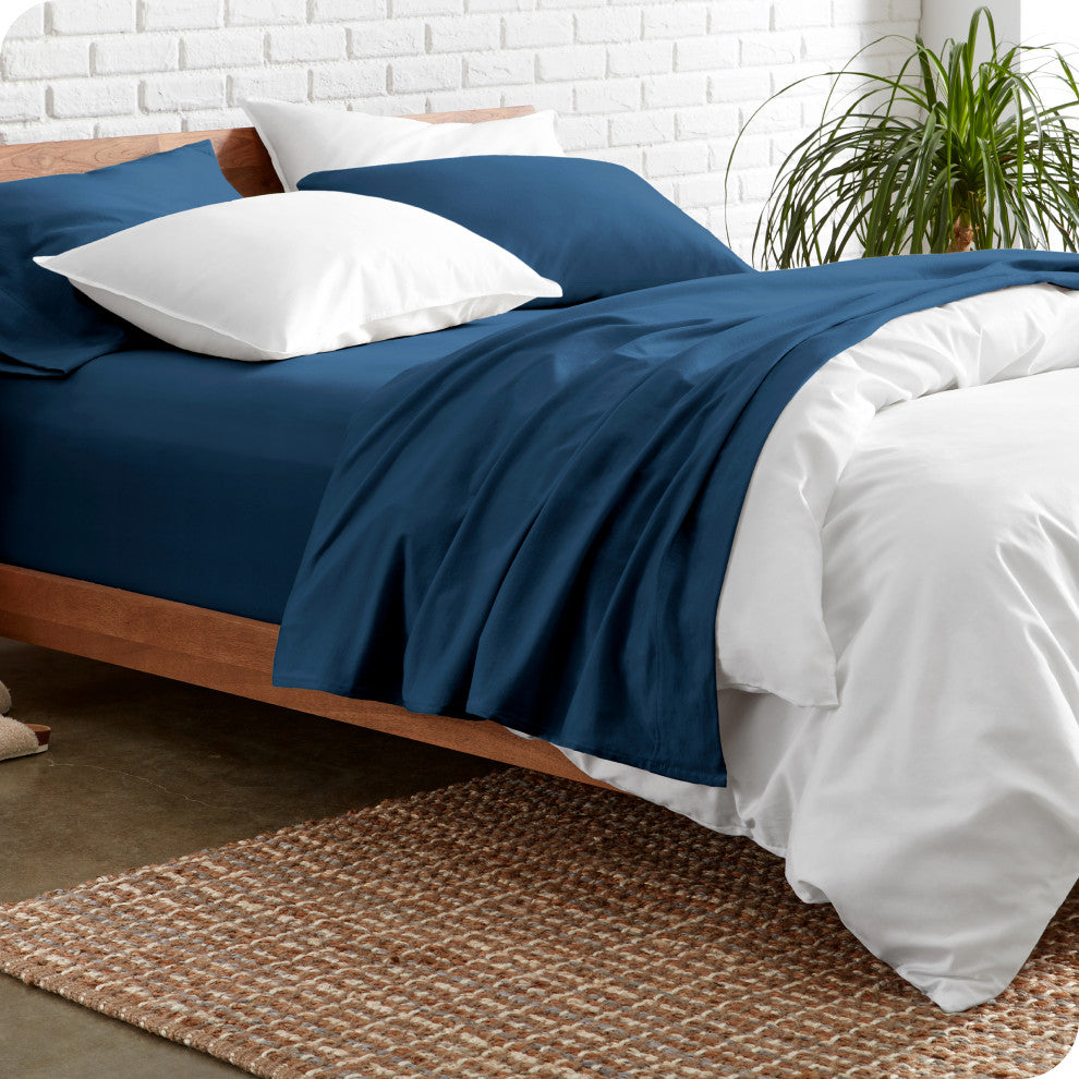 Bare Home Twin XL 1800 Microfiber Sheet Set, Dark Blue