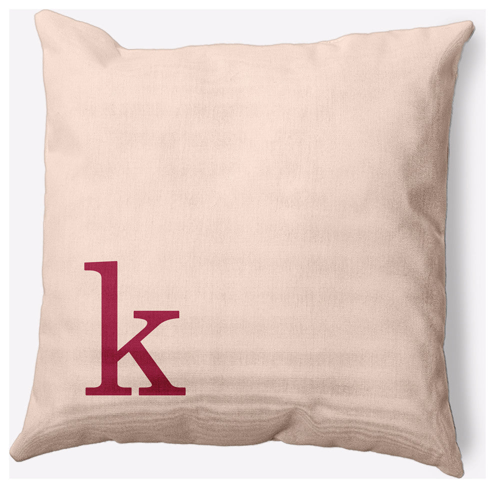 18" x 18" Modern Monogram Indoor/Outdoor Polyester Throw Pillow, Cranberry