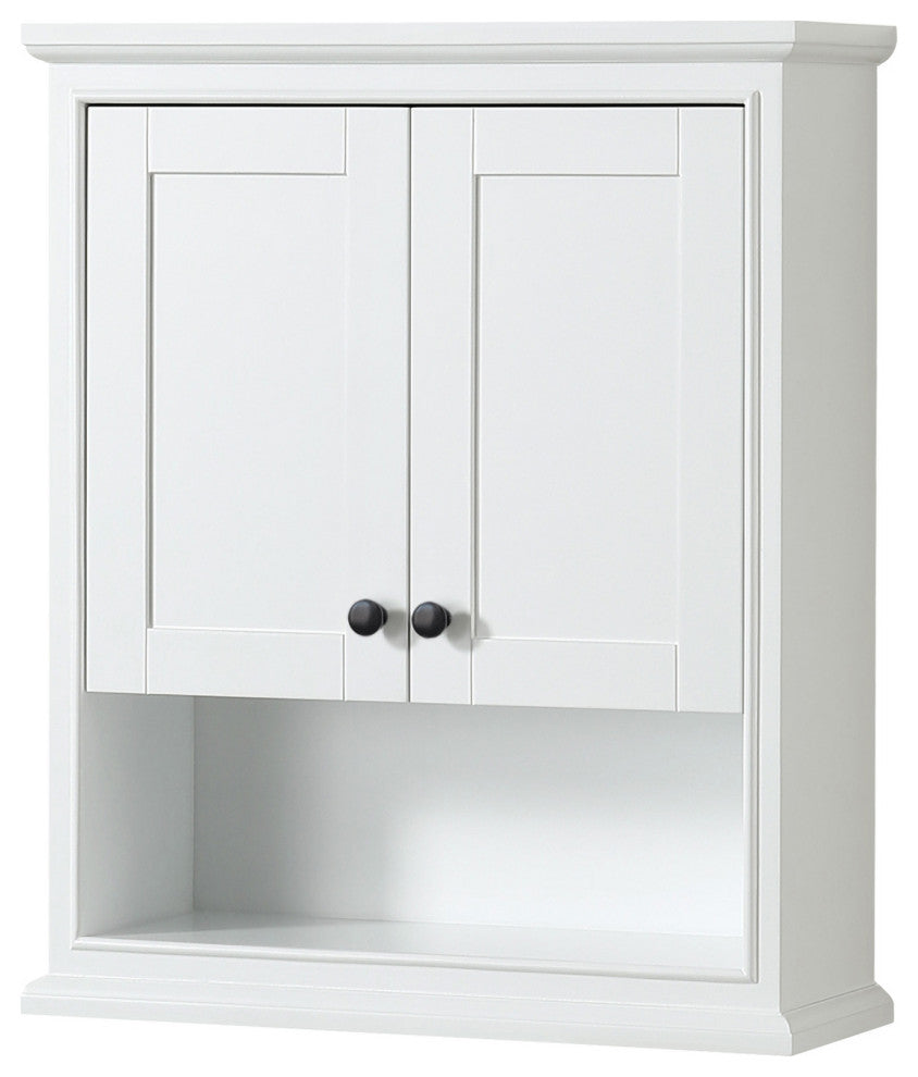 Deborah Over-the-Toilet Wall-Mounted Storage Cabinet, White With Black Trim