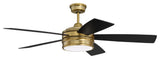 52" Braxton, Satin Brass With Flat Black/Mesquite Blades