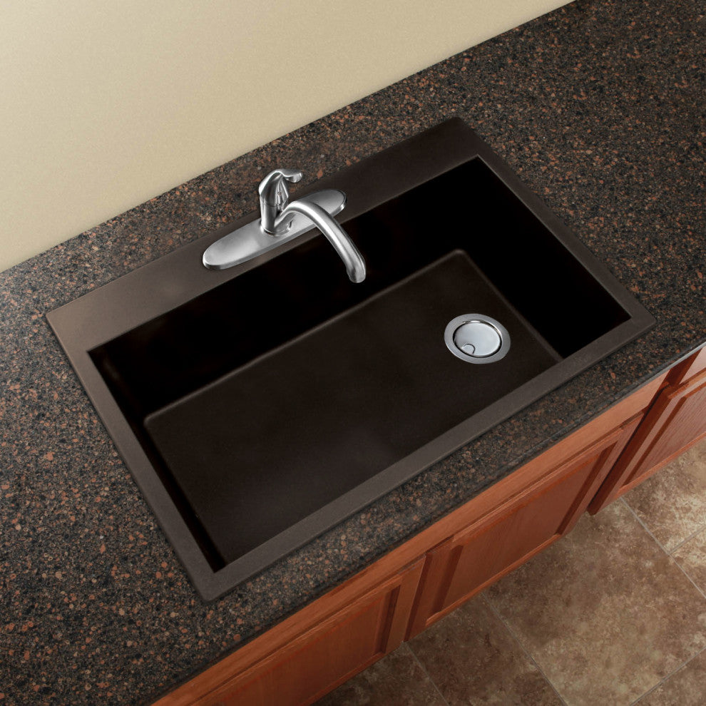 Radius Granite 33-in Drop-In Kitchen Sink Kit in Espresso