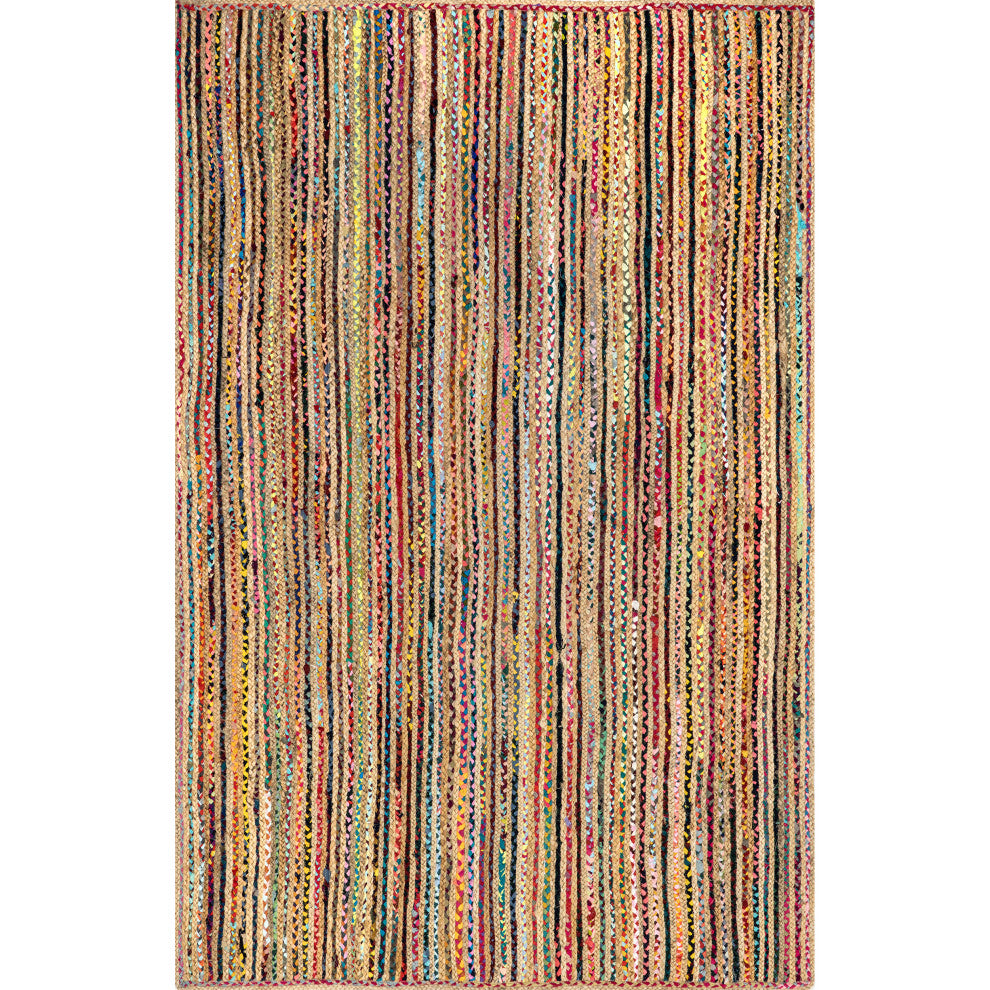Nuloom Braided Tropical Spectrum Jute Area Rug, Multicolor 5'x8'