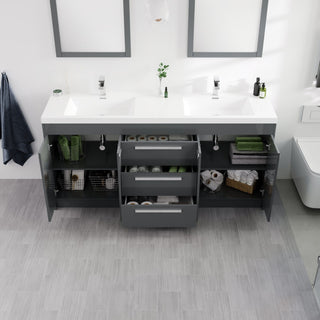 Eviva Lugano 72" Gray Modern Double Sink Bathroom Vanity With White Top