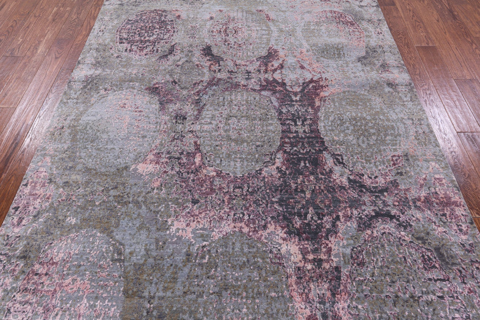 Wool & Silk Hand-Knotted Abstract Rug 6' 5" X 10' 0" - Q13089