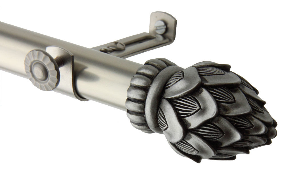 Bud Curtain Rod, Satin Nickel, 120-170"
