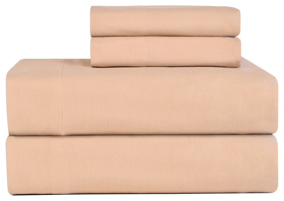 Celeste Home Flannel Sheet Set, Sand, Full