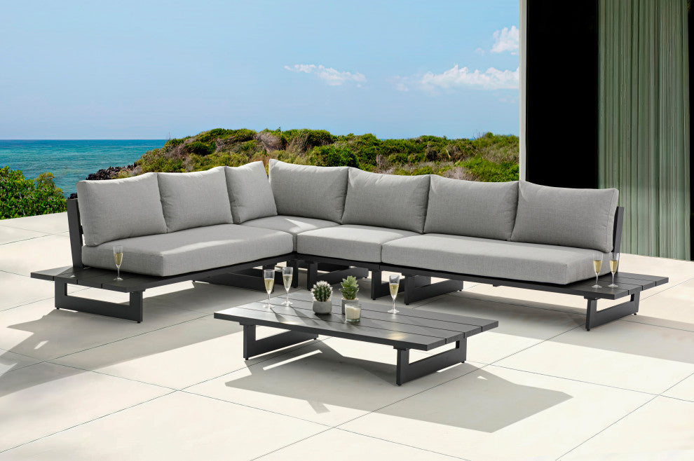 Maldives Grey Water Resistant Fabric Outdoor Patio Modular Sectional