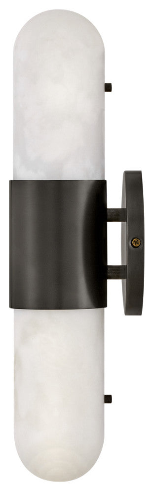 Hinkley Ibiza 16" Md LED Bath Vanity Light Fixture, Black Oxide + Faux Alabaster