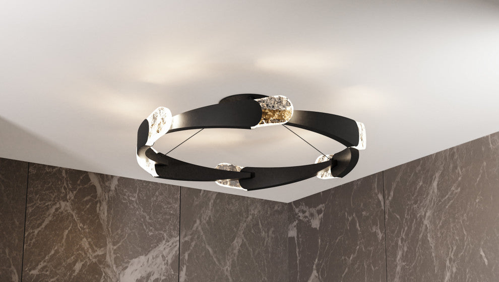 Quoizel PCSAF1734 Saffron 34"W LED Semi-Flush Ceiling Fixture / - Matte Black