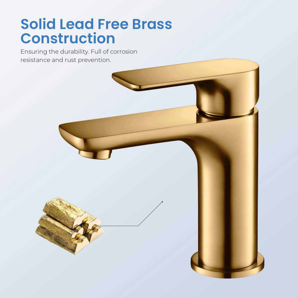 Tender Single Handle Bathroom Sink Faucet, Brushed Gold