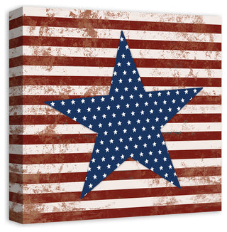 Stars and Stripes Distressed 16x16 Canvas Wall Art