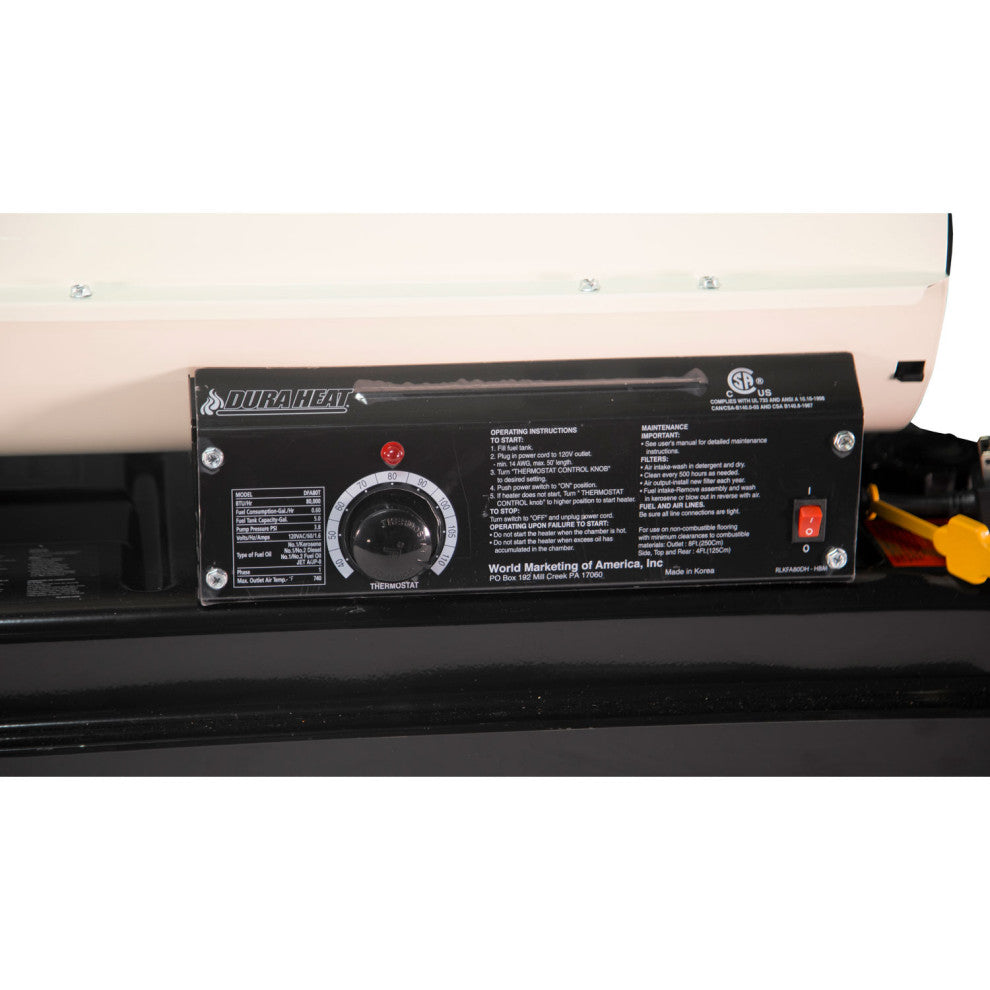 Dura Heat 80K BTU Kerosene Forced Air Heater, 2,000 sq ft, Multi-Fuel - DFA80T