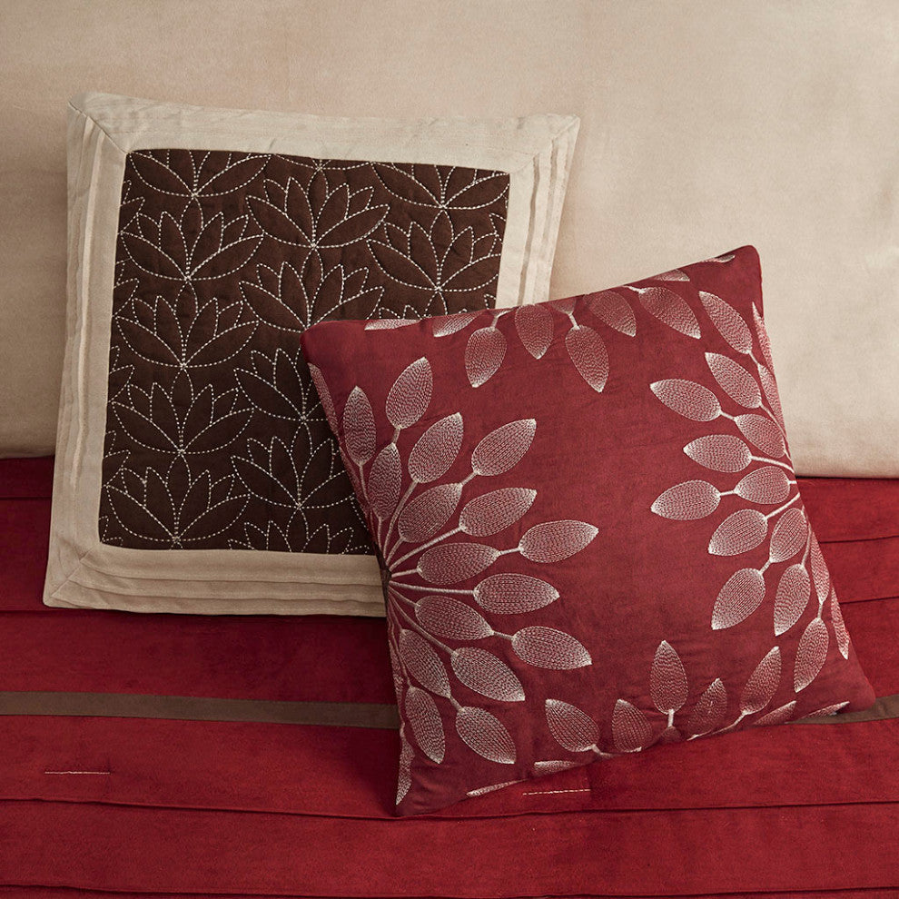 Madison Park Palmer Vera 7-Piece Microsuede Comforter Set, Red