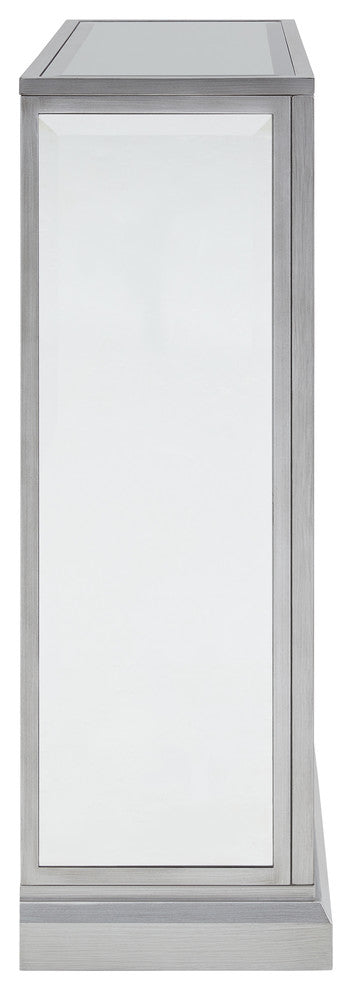 Trason Mirrored Faux Stone Fireplace with Color Changing Firebox, Silver