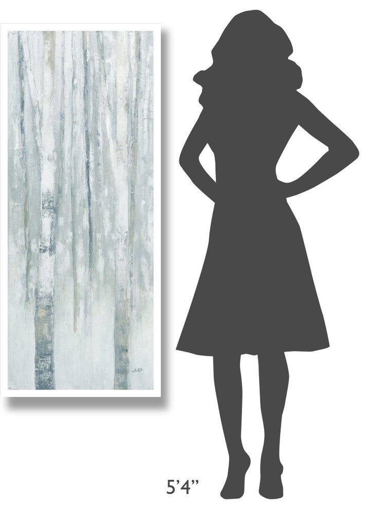 "Birches in Winter Blue Gray Panel I" Print by Julia Purinton, 22"x52"
