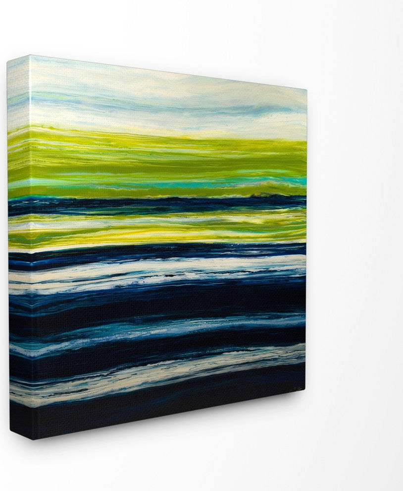 Acrylic Resin Grass Field Lake Pond Abstract Canvas Wall Art, 24"x24"