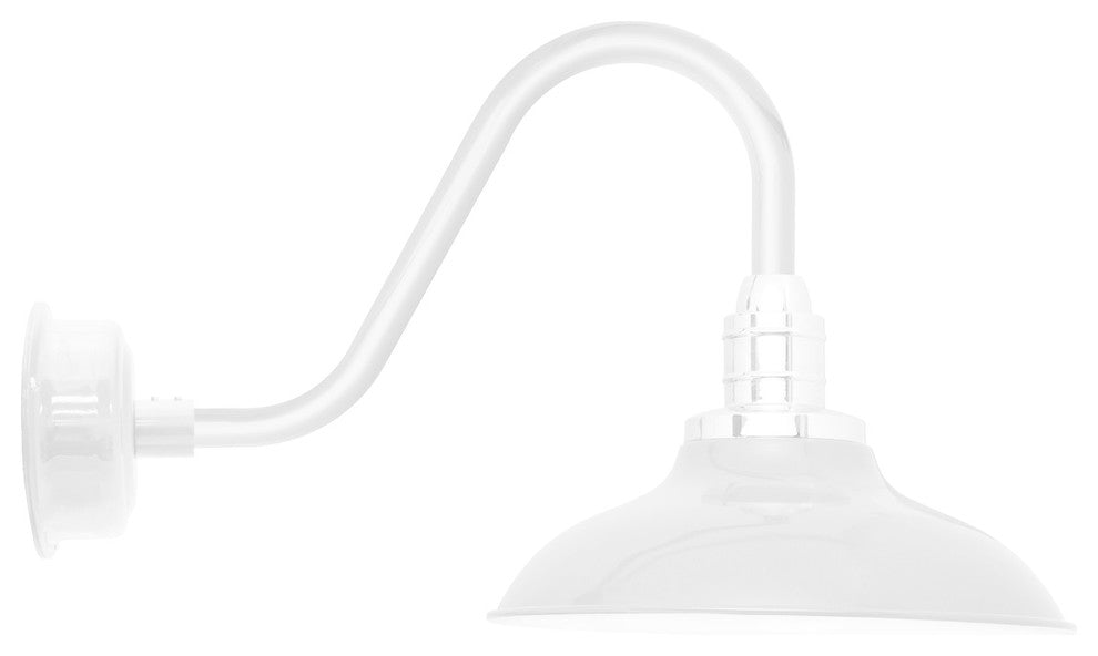 12" Peony LED Barn Light With Rustic Arm, White