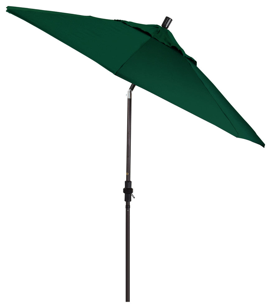 9' Bronze Collar Tilt Crank Aluminum Umbrella, Hunter Green Olefin