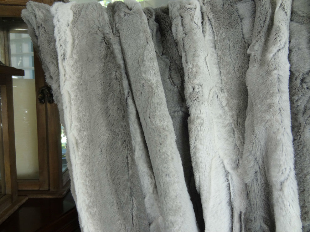 Plutus Cuddle Angora Platinum Handmade Bedspread, 114"x120"