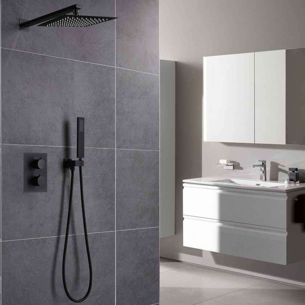 Thermostatic Rain Shower System with Hand Shower and Rough-in Valve