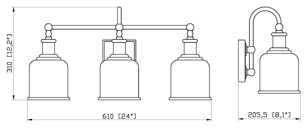 Zlite 733-3V-MB 3-Light Vanity, Matte Opal
