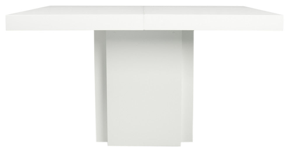 Contemporary Square Wood Dining Table, High Gloss White