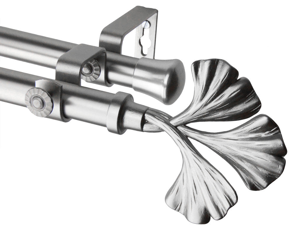 Florence 13/16" Double Corner Window Curtain Rod, Satin Nickel, 28-48"
