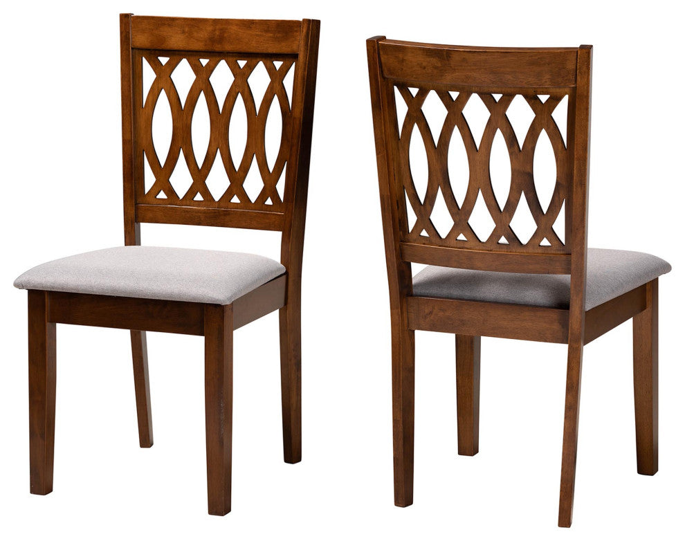Denia Dining Collection, Gray/Walnut Brown, Dining Chair, Set of 2