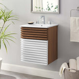 Render 18" Wall-Mount Bathroom Vanity, White Walnut White