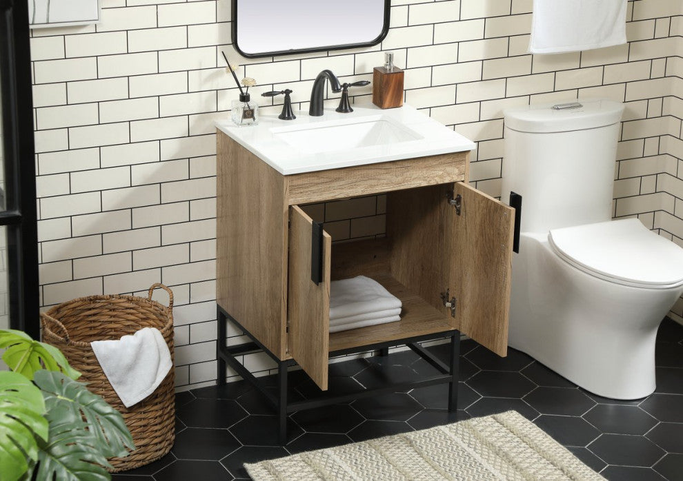 Home Living 19" Modern Natural Oak-Light Bathroom Vanity