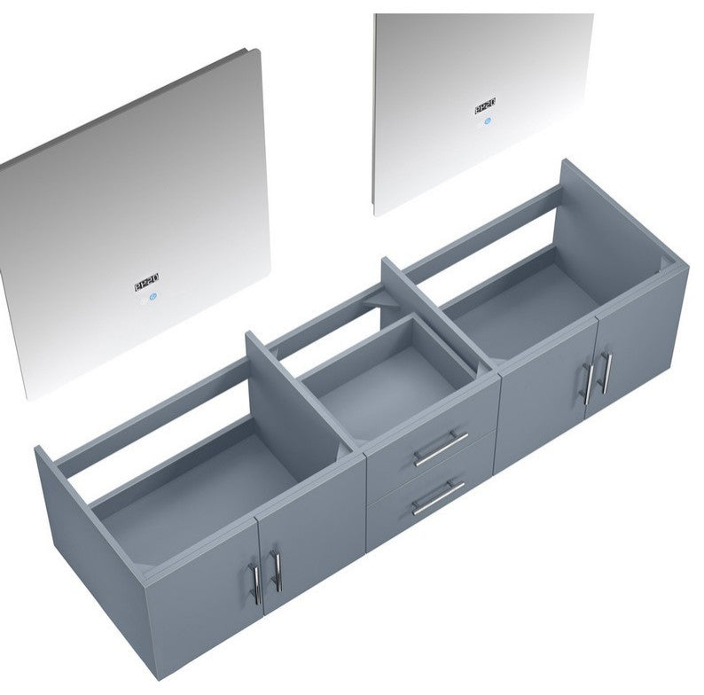Geneva Transitional Dark Grey 72" Double Vanity with 30" Led Mirror, no Top