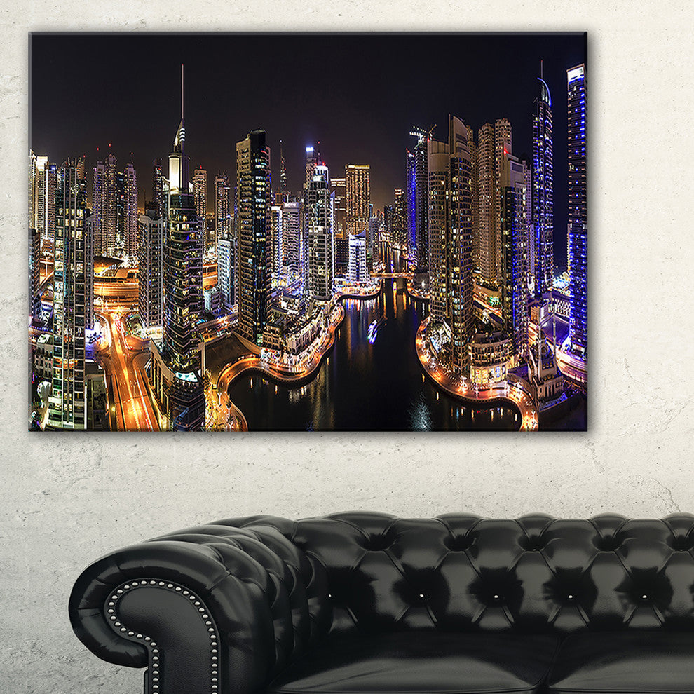 "Dubai Marina View at Night" Canvas Print, 1 Panel