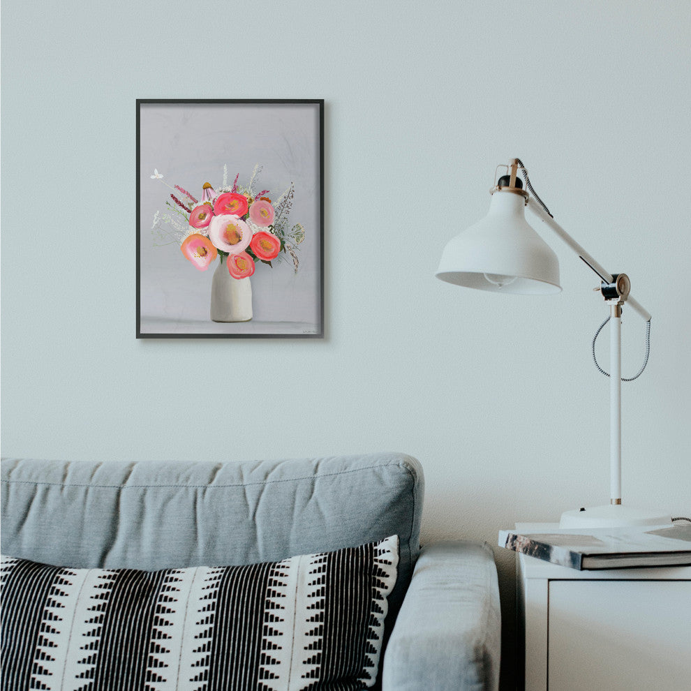 Flower Vase Pink Grey Painting, 16"x20"