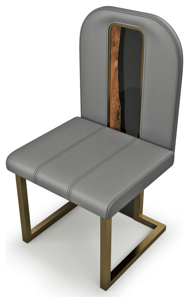 Atrani Dining Chair, Gray Top and Bronze Base, 12 Pieces