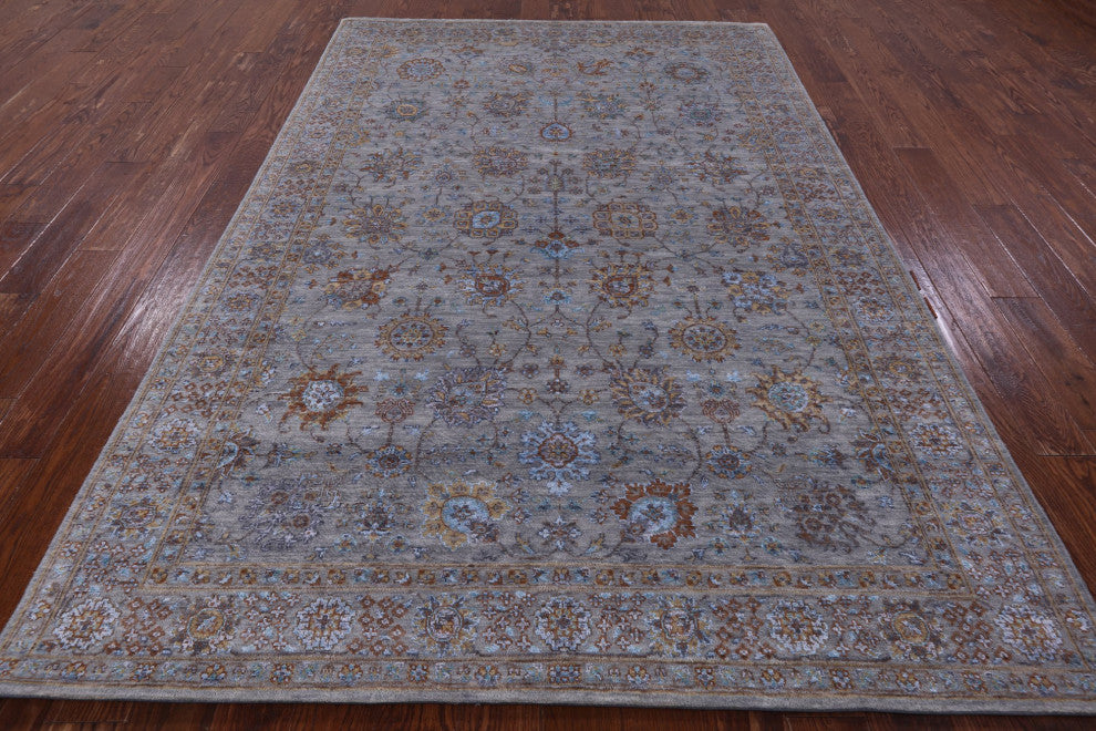 Persian Wool and Silk Hand Knotted Rug 6' 0" X 9' 0" Q6944