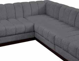 Quinn Chenille Upholstered 6-Piece L-Shaped Modular Sectional, Grey
