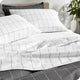 1800 Microfiber Sheet Set, Grid White/Graphite, Queen