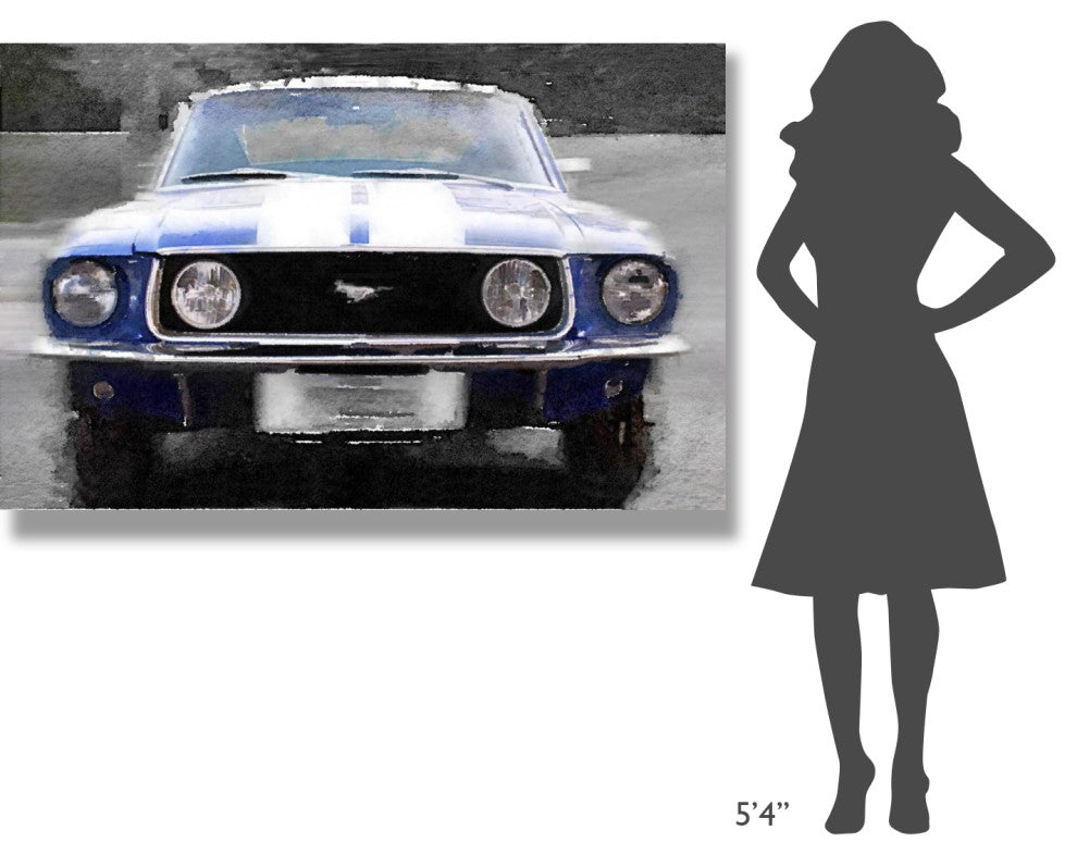 "1968 Ford mustang Front End Watercolor" Fine Art Print